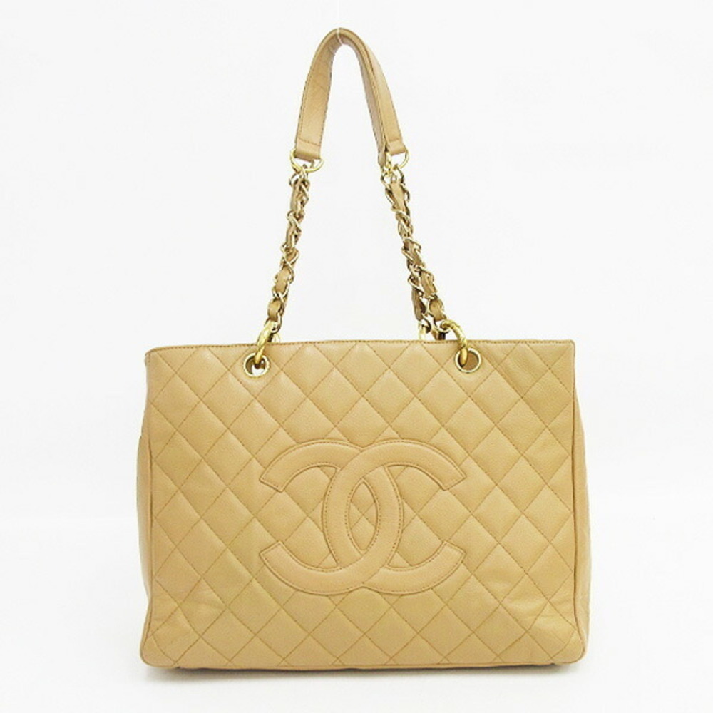 CHANEL Grand Shopping Tote Bag GST Beige Caviar Skin